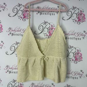 Salant tank top crochet knitted crop cream white knit cami camisole boho cute